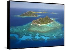 Monuriki Island and Coral Reef, Mamanuca Islands, Fiji-David Wall-Framed Stretched Canvas