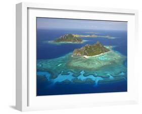 Monuriki Island and Coral Reef, Mamanuca Islands, Fiji-David Wall-Framed Premium Photographic Print