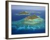 Monuriki Island and Coral Reef, Mamanuca Islands, Fiji-David Wall-Framed Photographic Print