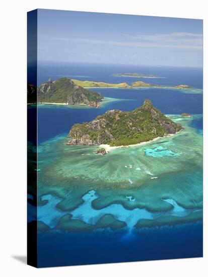 Monuriki Island and Coral Reef, Mamanuca Islands, Fiji-David Wall-Stretched Canvas