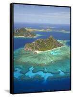 Monuriki Island and Coral Reef, Mamanuca Islands, Fiji-David Wall-Framed Stretched Canvas