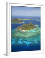 Monuriki Island and Coral Reef, Mamanuca Islands, Fiji-David Wall-Framed Premium Photographic Print