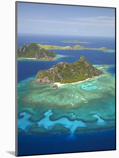 Monuriki Island and Coral Reef, Mamanuca Islands, Fiji-David Wall-Mounted Photographic Print