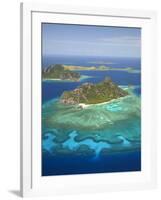 Monuriki Island and Coral Reef, Mamanuca Islands, Fiji-David Wall-Framed Photographic Print