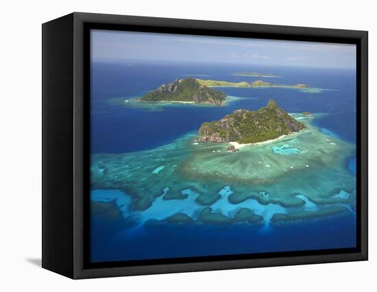 Monuriki Island and Coral Reef, Mamanuca Islands, Fiji-David Wall-Framed Stretched Canvas