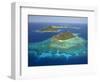 Monuriki Island and Coral Reef, Mamanuca Islands, Fiji-David Wall-Framed Photographic Print