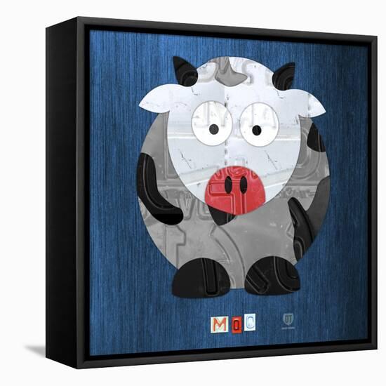 Moo The Cow-Design Turnpike-Framed Stretched Canvas