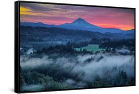 Mood and Sunrise Fire at Mount Hood, Sandy, Oregon, Portland-Vincent James-Framed Stretched Canvas