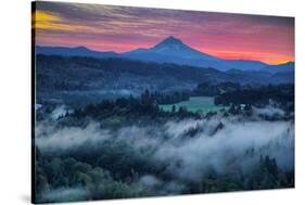 Mood and Sunrise Fire at Mount Hood, Sandy, Oregon, Portland-Vincent James-Stretched Canvas