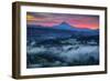 Mood and Sunrise Fire at Mount Hood, Sandy, Oregon, Portland-Vincent James-Framed Premium Photographic Print