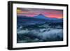 Mood and Sunrise Fire at Mount Hood, Sandy, Oregon, Portland-Vincent James-Framed Premium Photographic Print