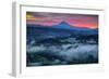 Mood and Sunrise Fire at Mount Hood, Sandy, Oregon, Portland-Vincent James-Framed Premium Photographic Print