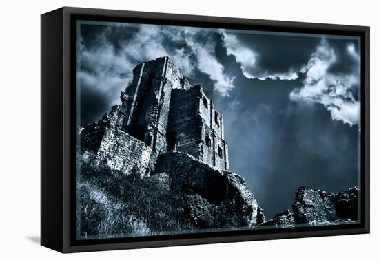 Moods of Corfe Castle!-Adrian Campfield-Framed Stretched Canvas