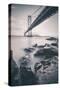 Moody Black and White Cityscape at San Francisco Bay-Vincent James-Stretched Canvas