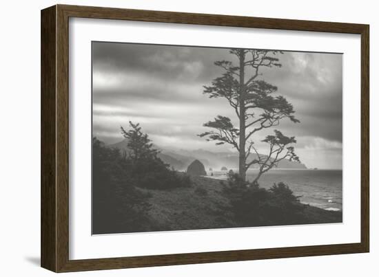 Moody Cannon Beach, Black and White, Oregon Coast-Vincent James-Framed Photographic Print