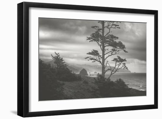 Moody Cannon Beach, Black and White, Oregon Coast-Vincent James-Framed Photographic Print