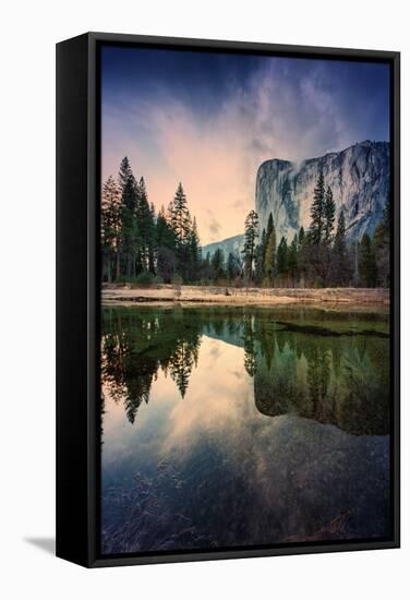 Moody El Capitan Reflections in Merced River, Yosemite Valley-Vincent James-Framed Stretched Canvas