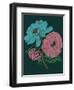 Moody floral - Teal-Tara Reed-Framed Art Print