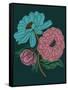 Moody floral - Teal-Tara Reed-Framed Stretched Canvas