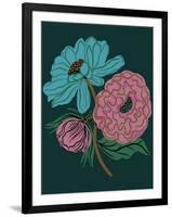 Moody floral - Teal-Tara Reed-Framed Art Print