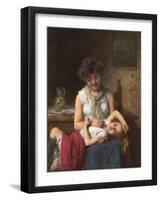 Moody Girl. Ca. 1900-Alexei Alexeiewitsch Harlamoff-Framed Giclee Print