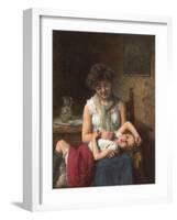 Moody Girl. Ca. 1900-Alexei Alexeiewitsch Harlamoff-Framed Giclee Print