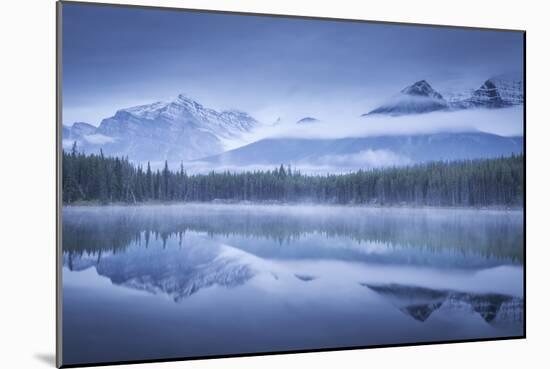 Moody misty morning at Herbert Lake in the Canadian Rockies, Banff National Park-Adam Burton-Mounted Photographic Print