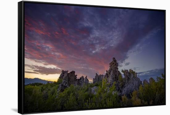 Moody Mono Sunset, Tufa Power, Mono Lake Eastern Sierras California-Vincent James-Framed Stretched Canvas