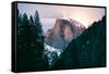 Moody Moonlight at Half Dome, Yosemite National Park, Hiking Outdoors-Vincent James-Framed Stretched Canvas