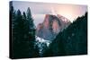 Moody Moonlight at Half Dome, Yosemite National Park, Hiking Outdoors-Vincent James-Stretched Canvas