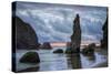 Moody Seascape at Bandon Beach, Oregon Coast-null-Stretched Canvas