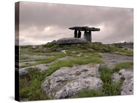 Moody Sky Over Poulnabrone Dolmen Portal Megalithic Tomb at Dusk, Munster, Ireland-Gary Cook-Stretched Canvas