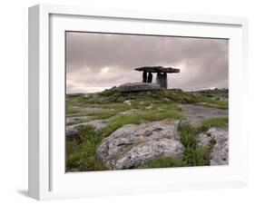 Moody Sky Over Poulnabrone Dolmen Portal Megalithic Tomb at Dusk, Munster, Ireland-Gary Cook-Framed Photographic Print