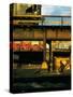 Moody Sunlight Showing Arty Grouping of Hopper Car, Rusting Elevated Span, Trucks, Etc-Walker Evans-Stretched Canvas