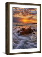 Moody Sunrise Seascape, Kapaa Kauai Hawaii-Vincent James-Framed Photographic Print