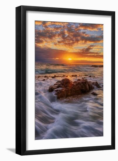 Moody Sunrise Seascape, Kapaa Kauai Hawaii-Vincent James-Framed Photographic Print