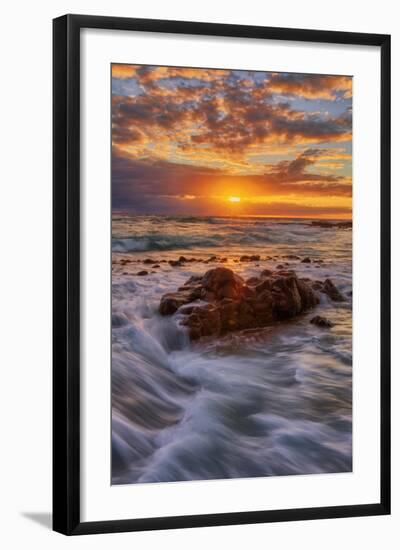 Moody Sunrise Seascape, Kapaa Kauai Hawaii-Vincent James-Framed Photographic Print