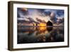 Moody Sunset at Cannon Beach, Oregon Coast-Vincent James-Framed Photographic Print