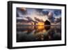 Moody Sunset at Cannon Beach, Oregon Coast-Vincent James-Framed Photographic Print