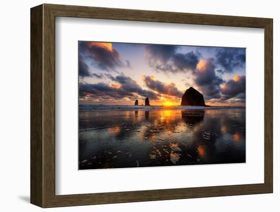 Moody Sunset at Cannon Beach, Oregon Coast-Vincent James-Framed Photographic Print