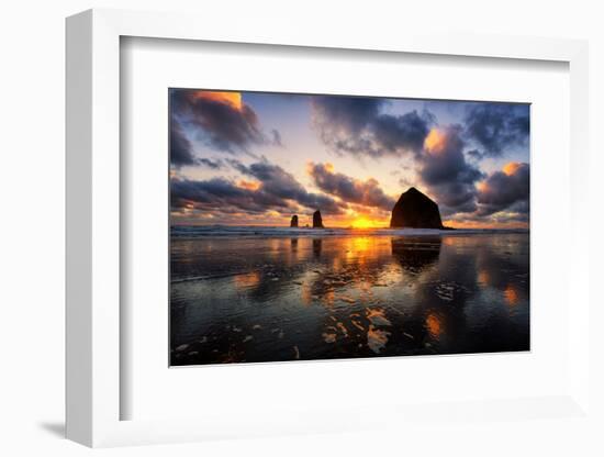 Moody Sunset at Cannon Beach, Oregon Coast-Vincent James-Framed Photographic Print