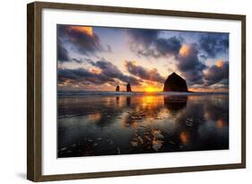 Moody Sunset at Cannon Beach, Oregon Coast-Vincent James-Framed Photographic Print