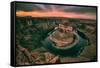 Moody Sunset at Horseshoe Bend, Page Arizona, Southwest US-Vincent James-Framed Stretched Canvas