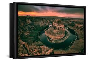 Moody Sunset at Horseshoe Bend, Page Arizona, Southwest US-Vincent James-Framed Stretched Canvas