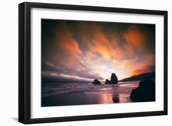 Moody Sunset at Rodeo Beach, Marin Headlands, San Francisco-Vincent James-Framed Premium Photographic Print