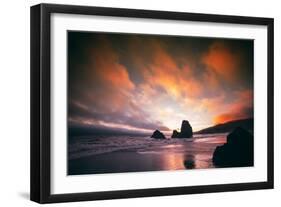 Moody Sunset at Rodeo Beach, Marin Headlands, San Francisco-Vincent James-Framed Premium Photographic Print