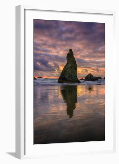 Moody Sunset at Wizard Hat, Oregon Coast-null-Framed Photographic Print