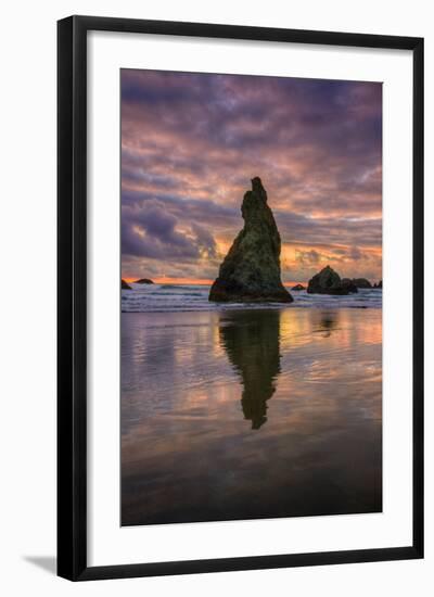 Moody Sunset at Wizard Hat, Oregon Coast-null-Framed Photographic Print