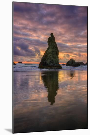 Moody Sunset at Wizard Hat, Oregon Coast-null-Mounted Photographic Print