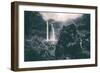 Moody Wailua Falls in Black and White, Kauai Hawaii-Vincent James-Framed Photographic Print